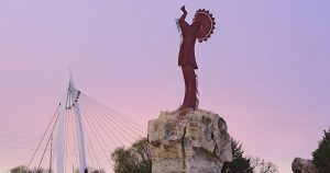 The Keeper of the Plains statue in Wichita, KS.