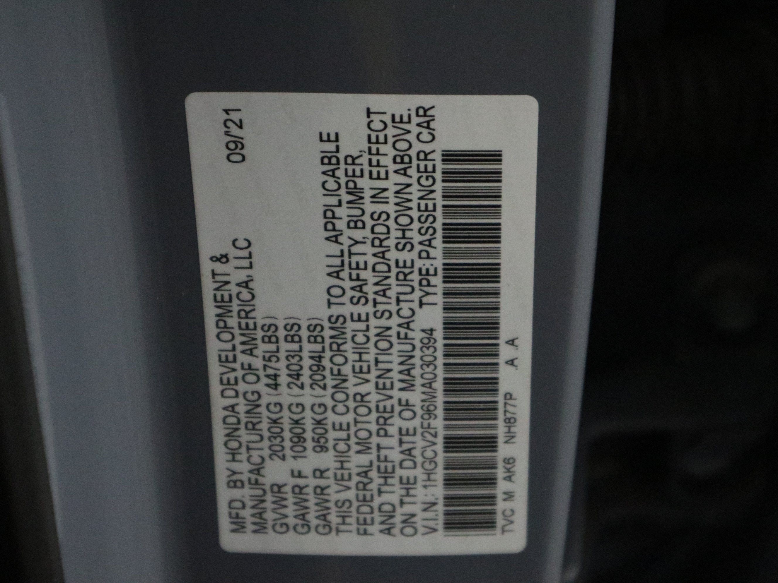2021 Honda Accord Sedan Touring