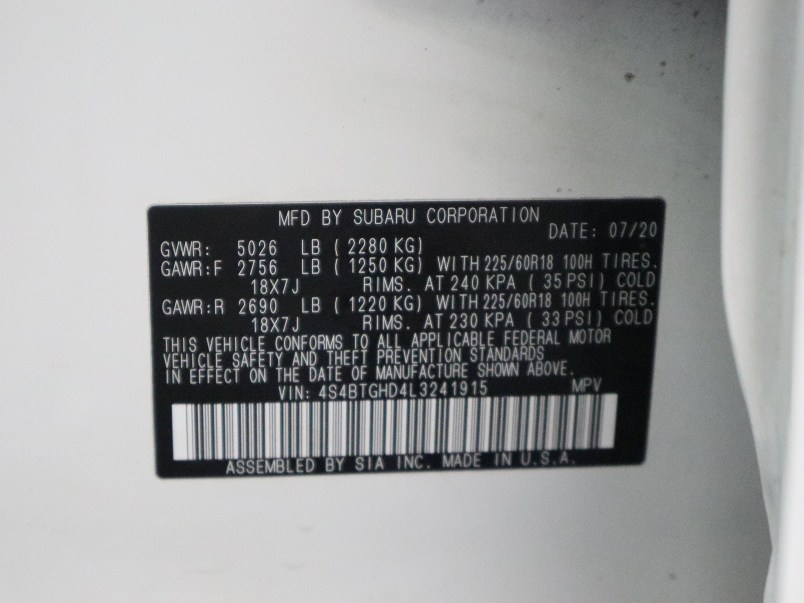 2020 Subaru Outback Onyx Edition XT