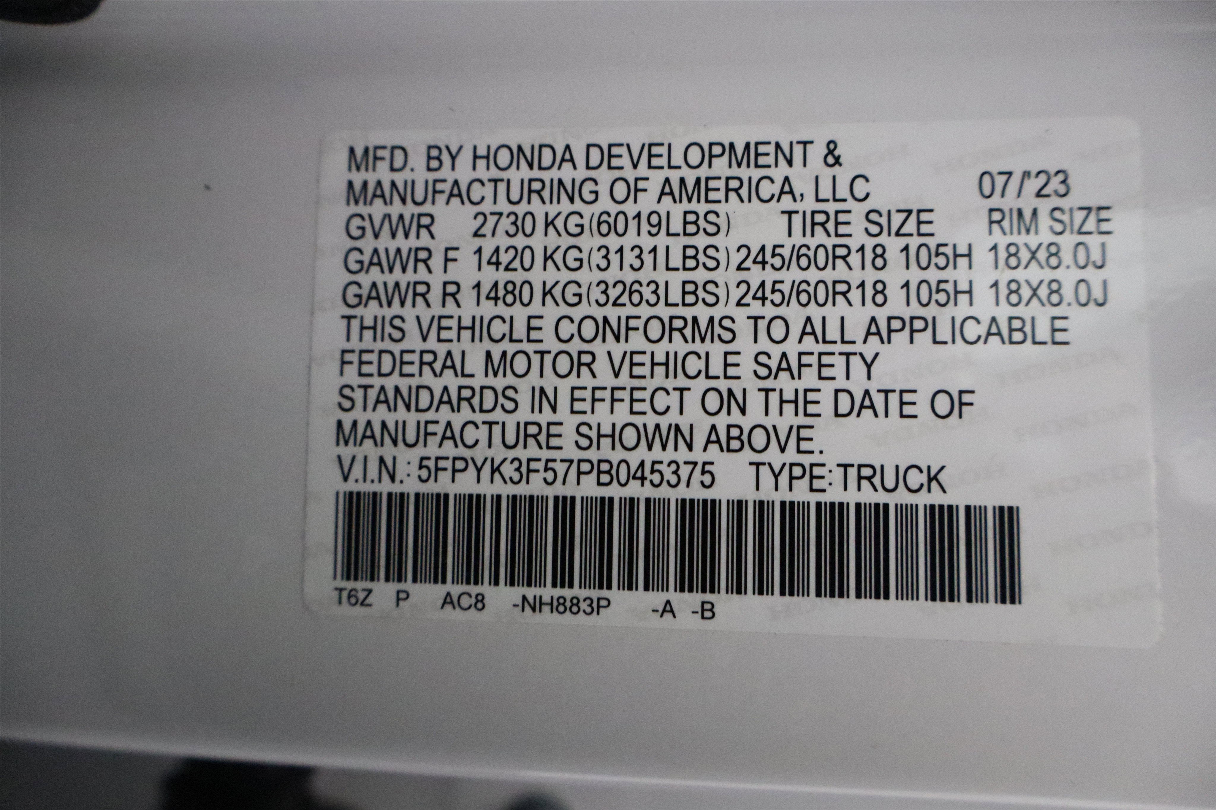 2023 Honda Ridgeline RTL