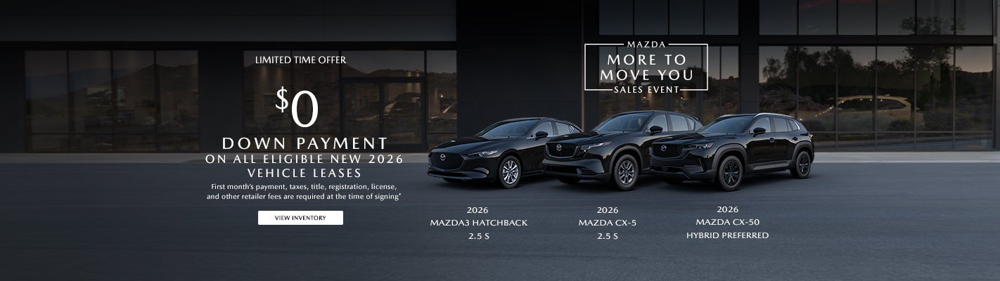 $0 DOWN PAYMENT  ON ALL ELIGIBLE NEW 2026 VEHICLE LEASES